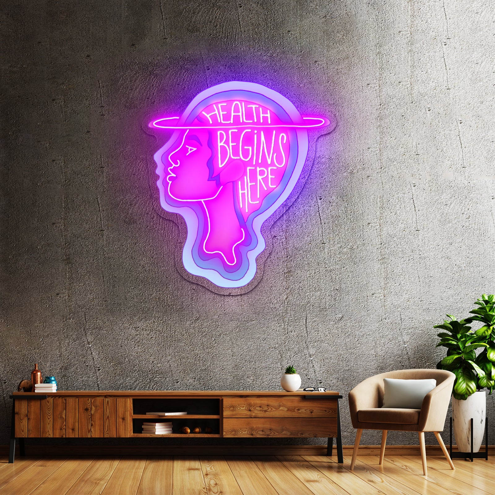 Health Begins Here Mental Health Personalized Neon Light Signs
