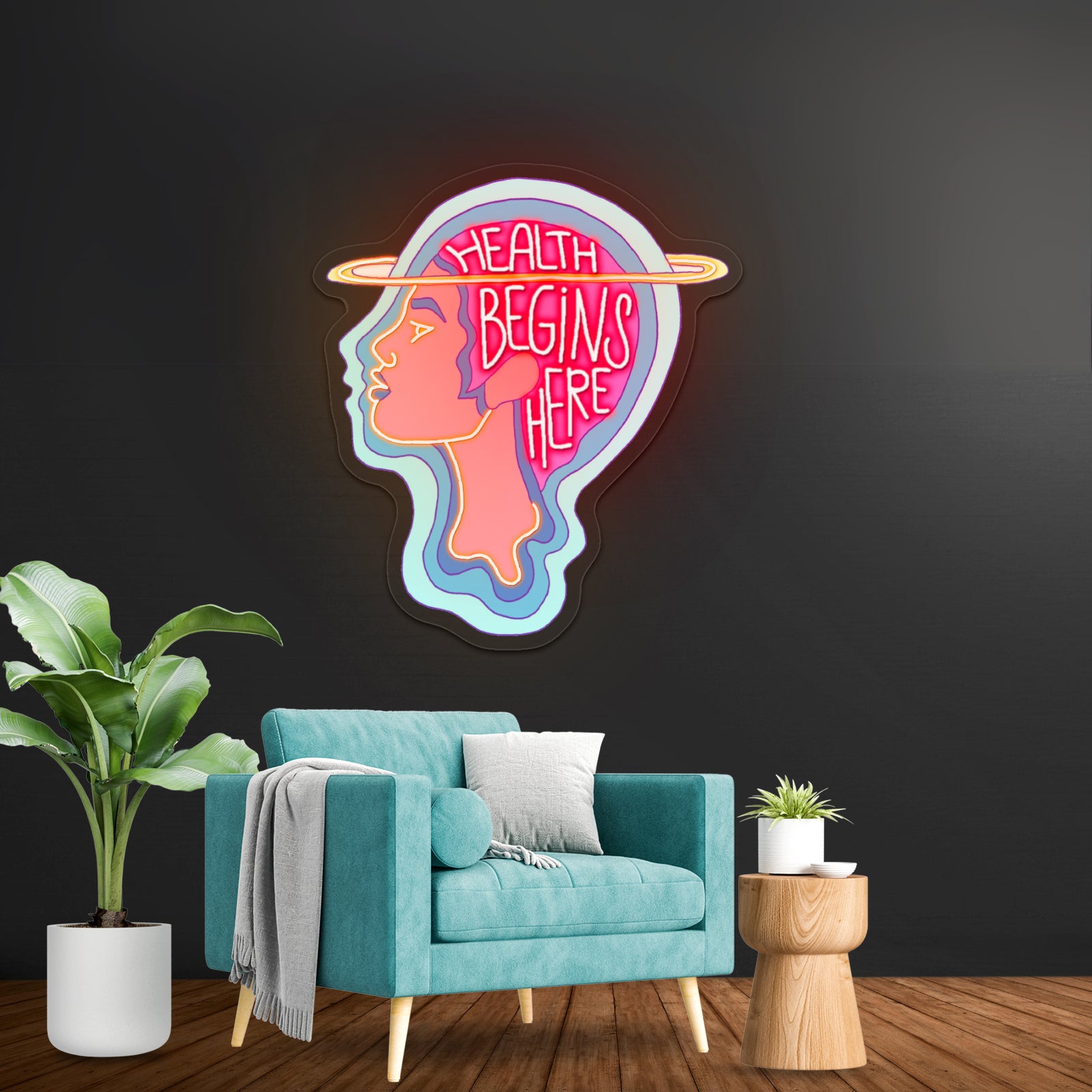 Health Begins Here Mental Health Personalized Neon Light Signs