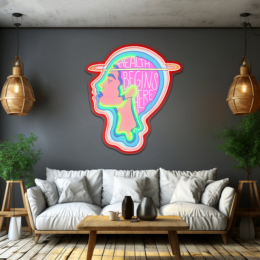 Health Begins Here Mental Health Personalized Neon Light Signs