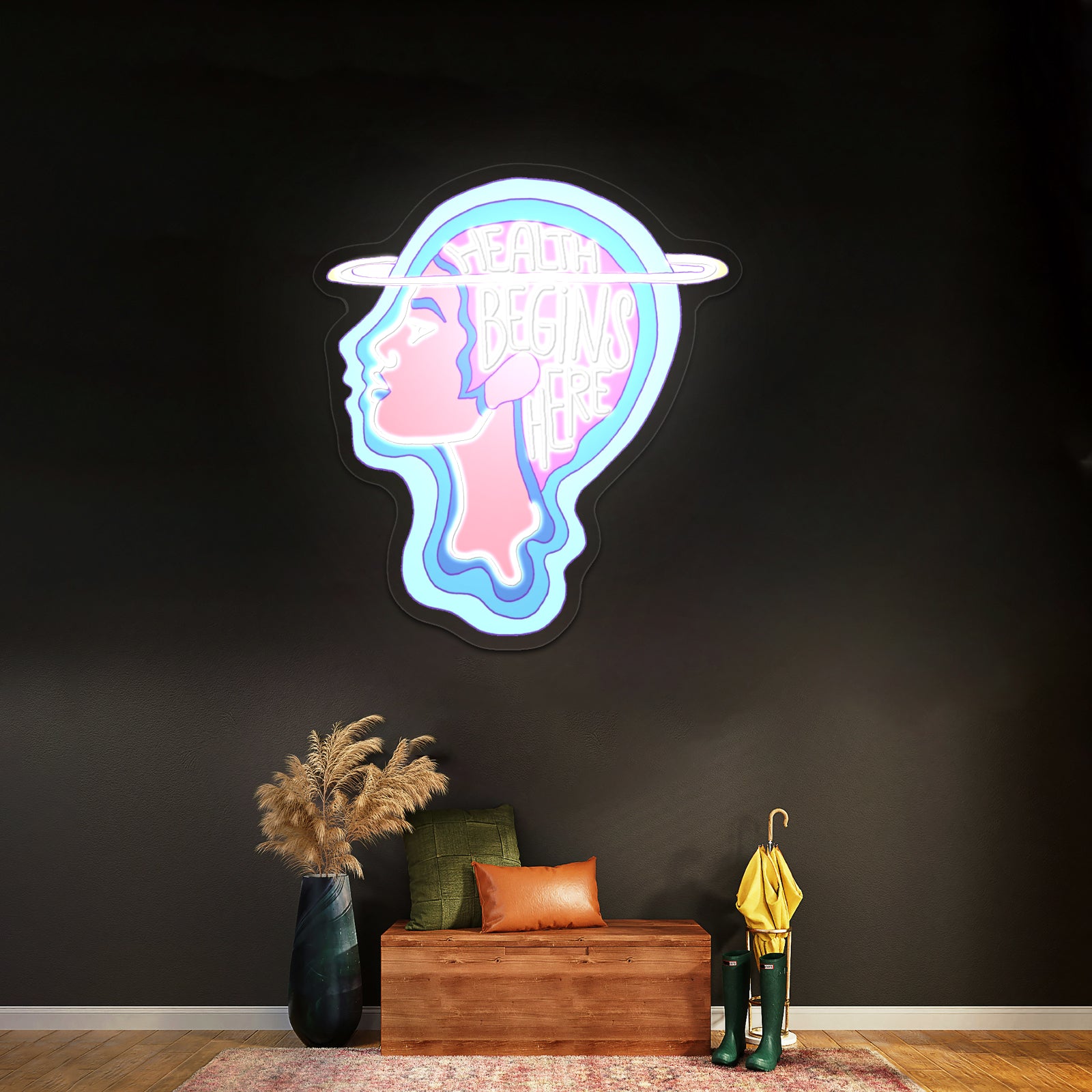 Health Begins Here Mental Health Personalized Neon Light Signs