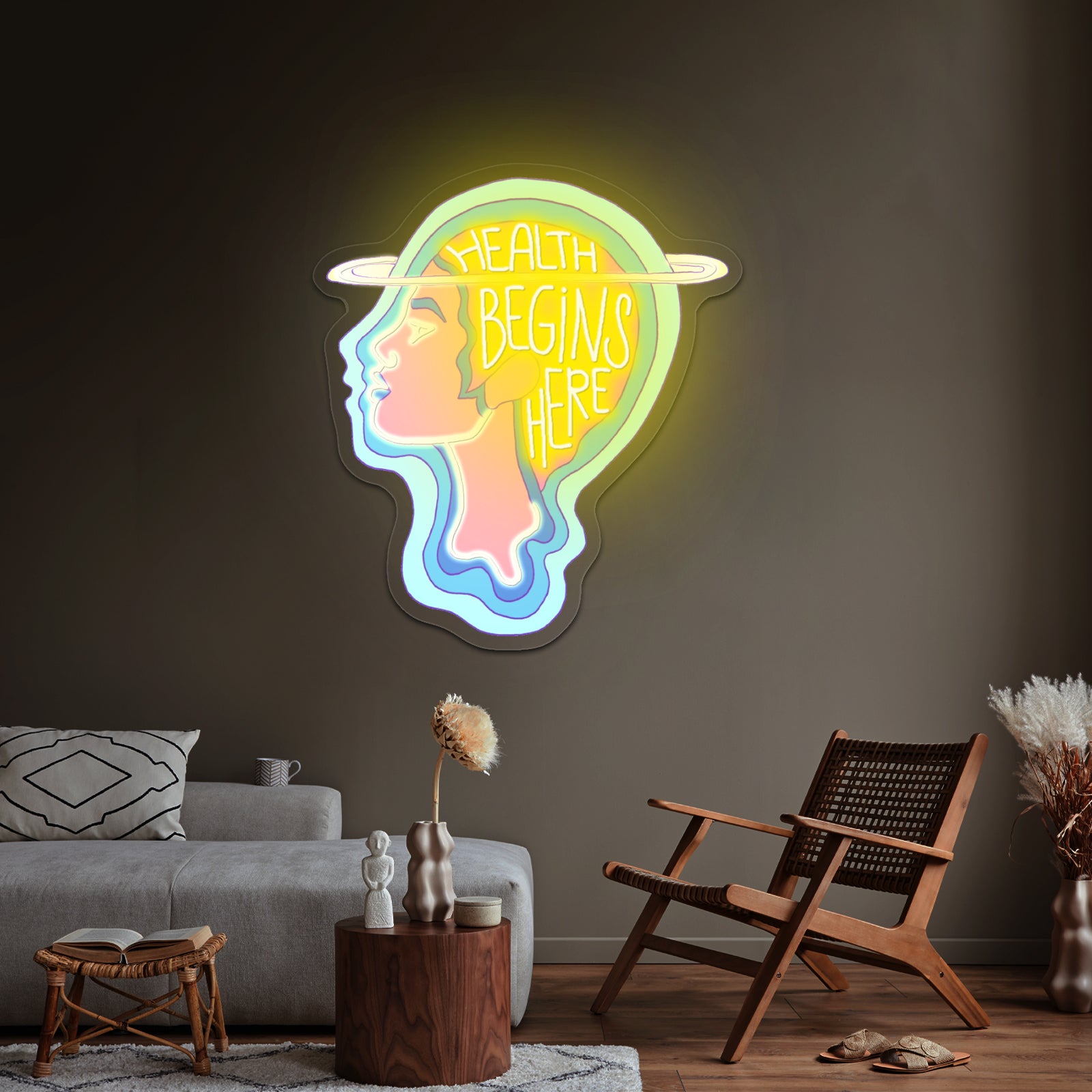 Health Begins Here Mental Health Personalized Neon Light Signs