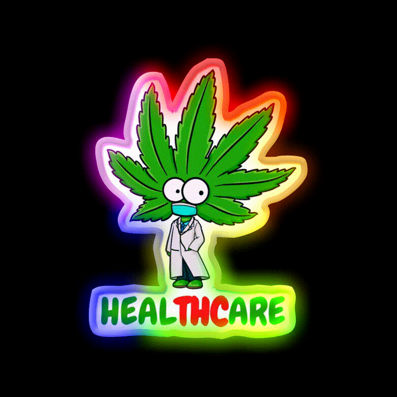 Healthcare Hemp Inspired Green Leaf Led Neon Sign Rgb Color - LED neon sign close-up detail