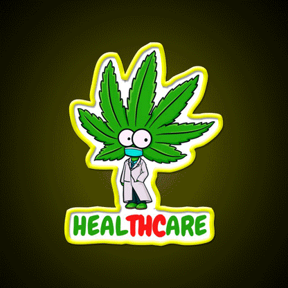 Healthcare Hemp Inspired Green Leaf Led Neon Sign Rgb Color - Custom LED neon sign front view