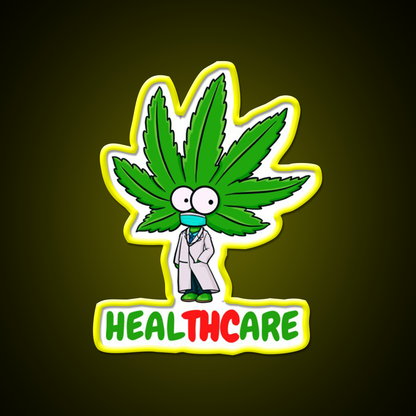 Healthcare Hemp Inspired Green Leaf Led Neon Sign Rgb Color
