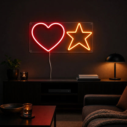 Heart And Star Vintage LED Neon Sign - Shineneon