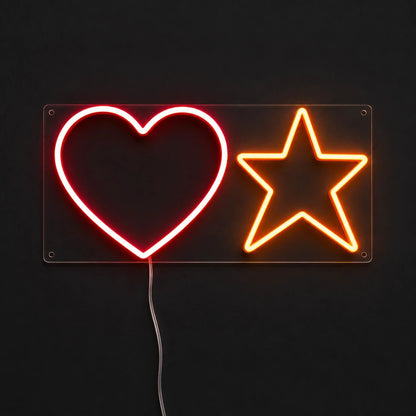Heart And Star Vintage LED Neon Sign - Shineneon