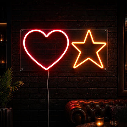 Heart And Star Vintage LED Neon Sign - Shineneon