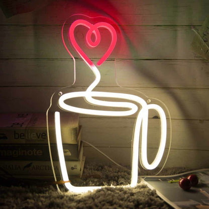 Heart Aroma Coffee Cup Led Neon Sign | Shineneon