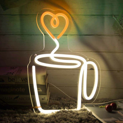 Heart Aroma Coffee Cup Led Neon Sign | Shineneon
