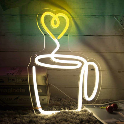 Heart Aroma Coffee Cup Led Neon Sign | Shineneon
