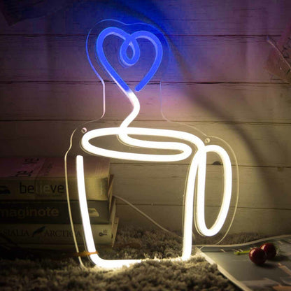 Heart Aroma Coffee Cup Led Neon Sign | Shineneon