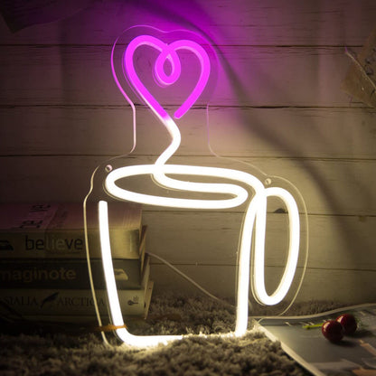 Heart Aroma Coffee Cup Led Neon Sign | Shineneon