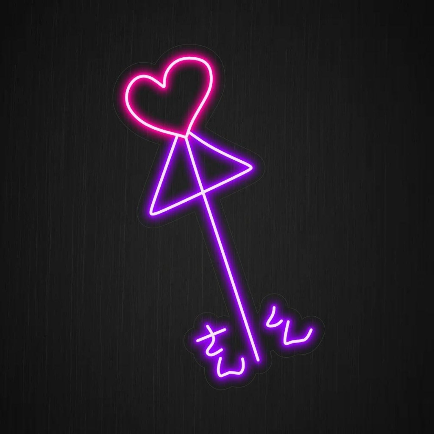 Heart Arrow With Japanese Text Pink Purple Led Neon Sign For Romantic Room Decor | Shineneon
