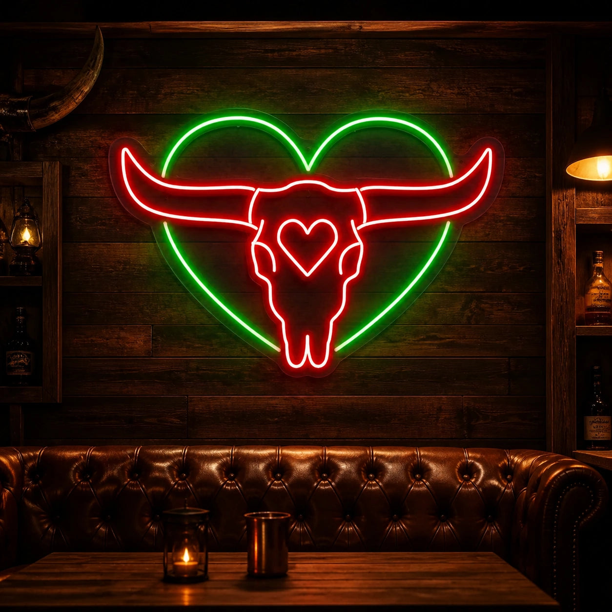 Heart Bull Skull Vintage LED Neon Sign high-converting product image