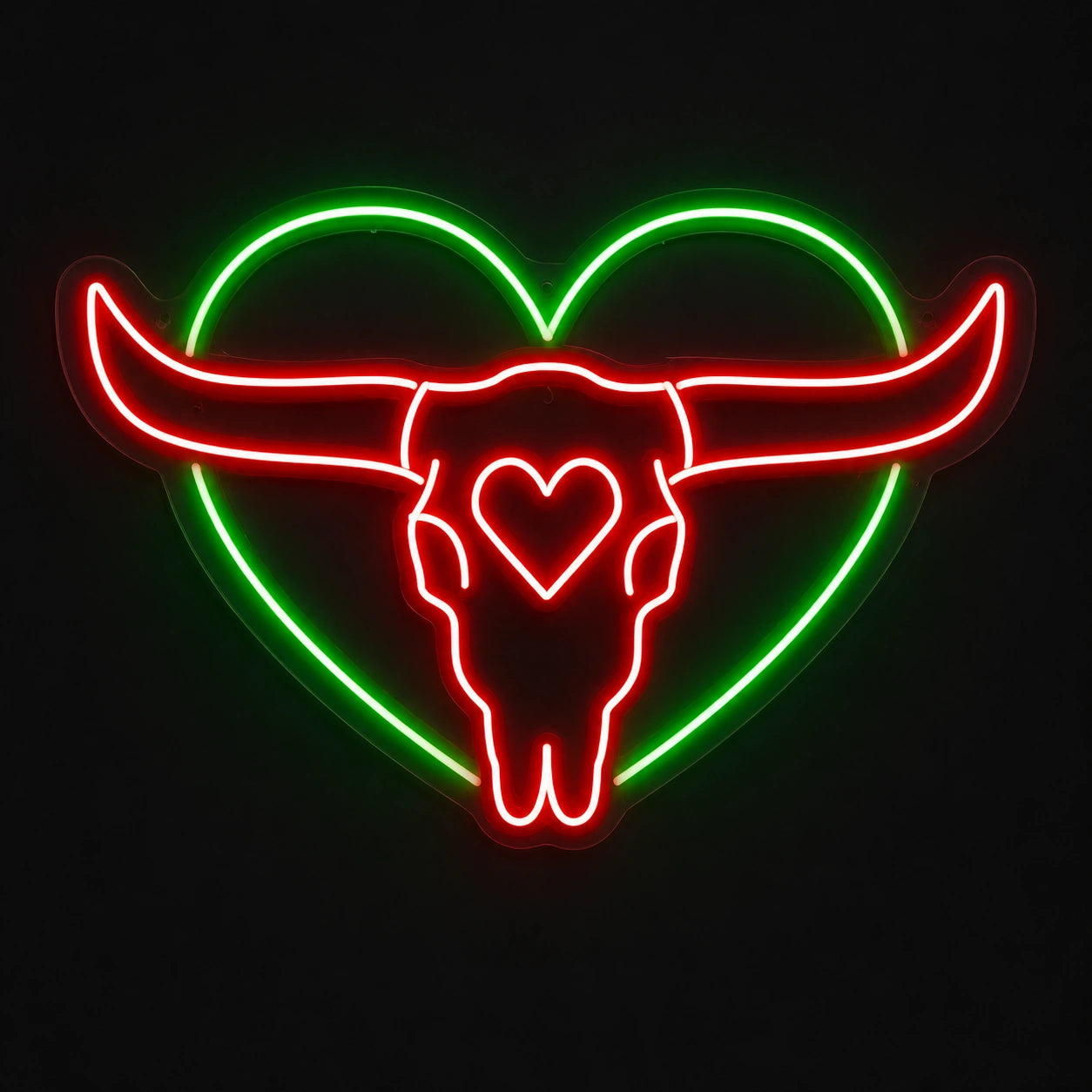 Heart Bull Skull Vintage LED Neon Sign main product image
