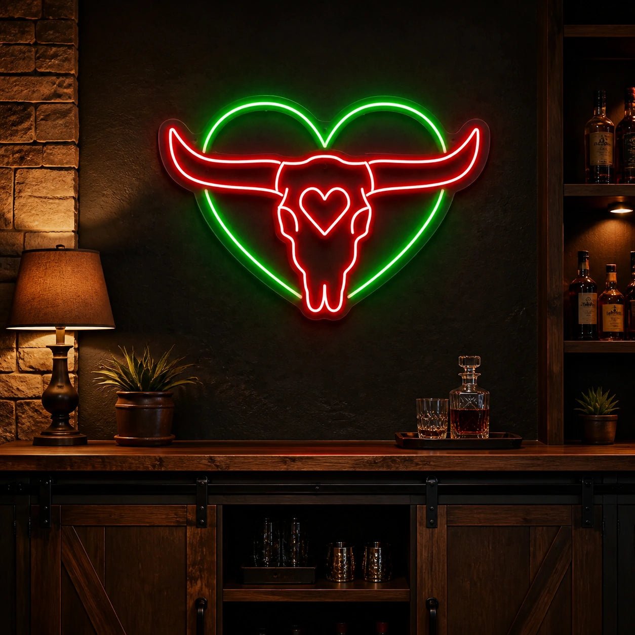 Heart Bull Skull Vintage LED Neon Sign - Shineneon