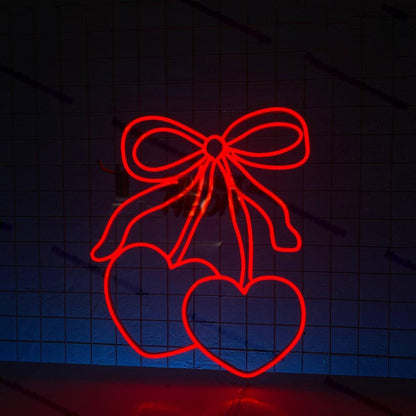 Heart Cherry Bow Led Neon Sign Led Decor | Shineneon