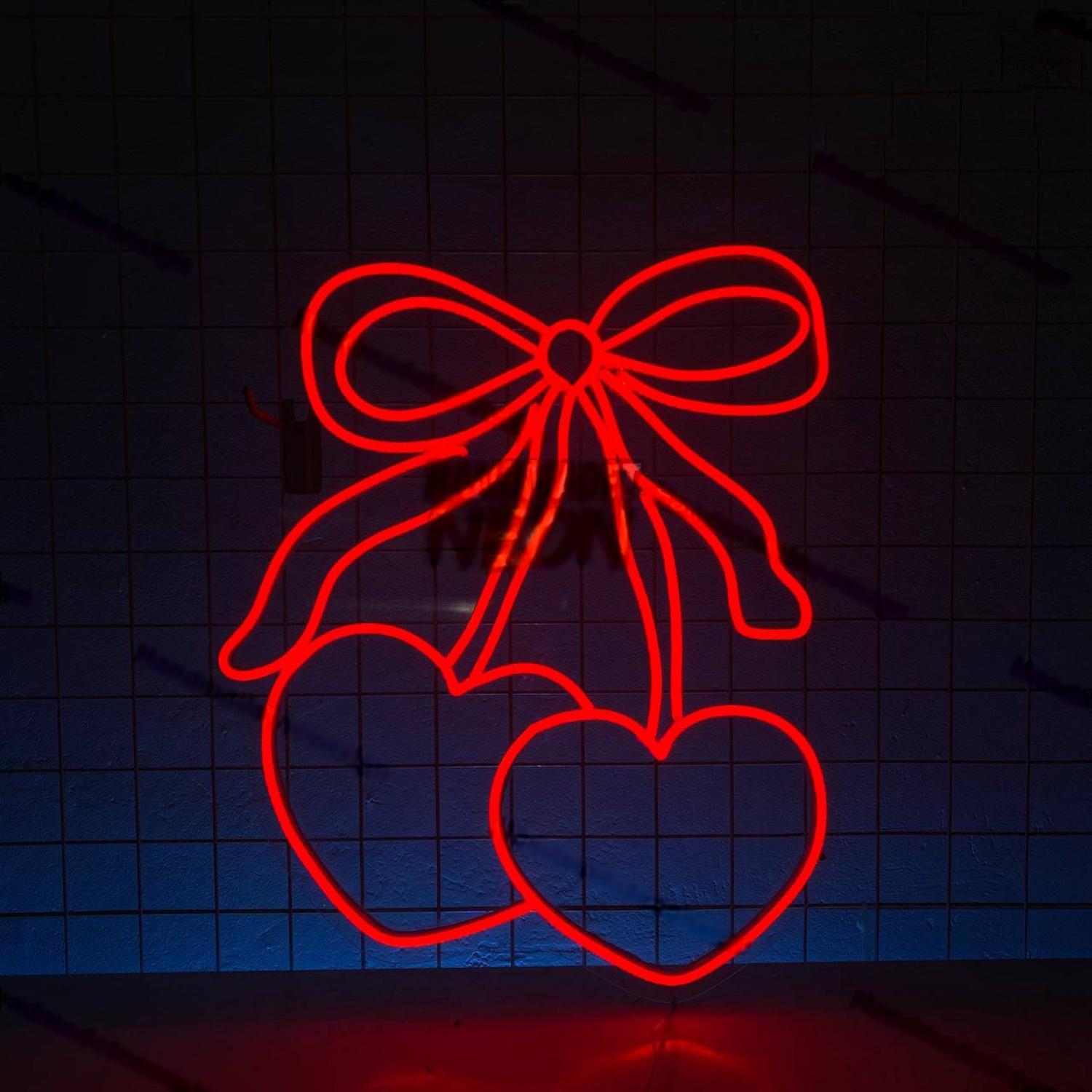 Heart Cherry Bow Led Neon Sign Led Decor | Shineneon