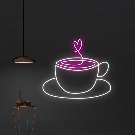 Heart Coffee Cup Neon Sign