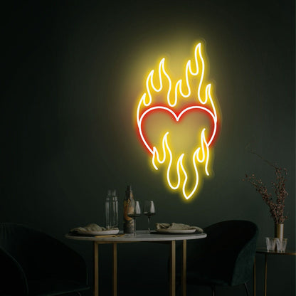 Heart Fire Led Light For Bedroom Elegance | Shineneon