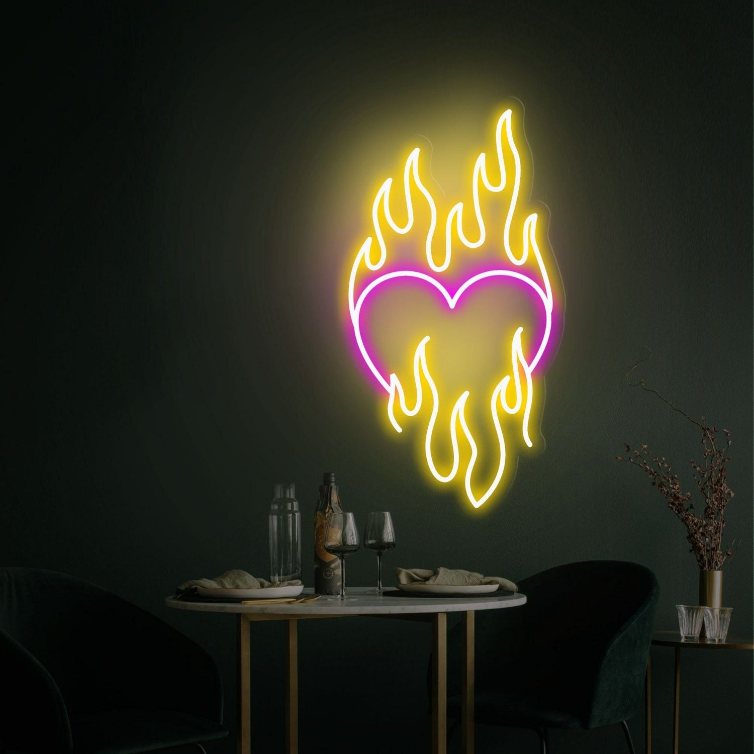 Heart Fire Led Light For Bedroom Elegance | Shineneon