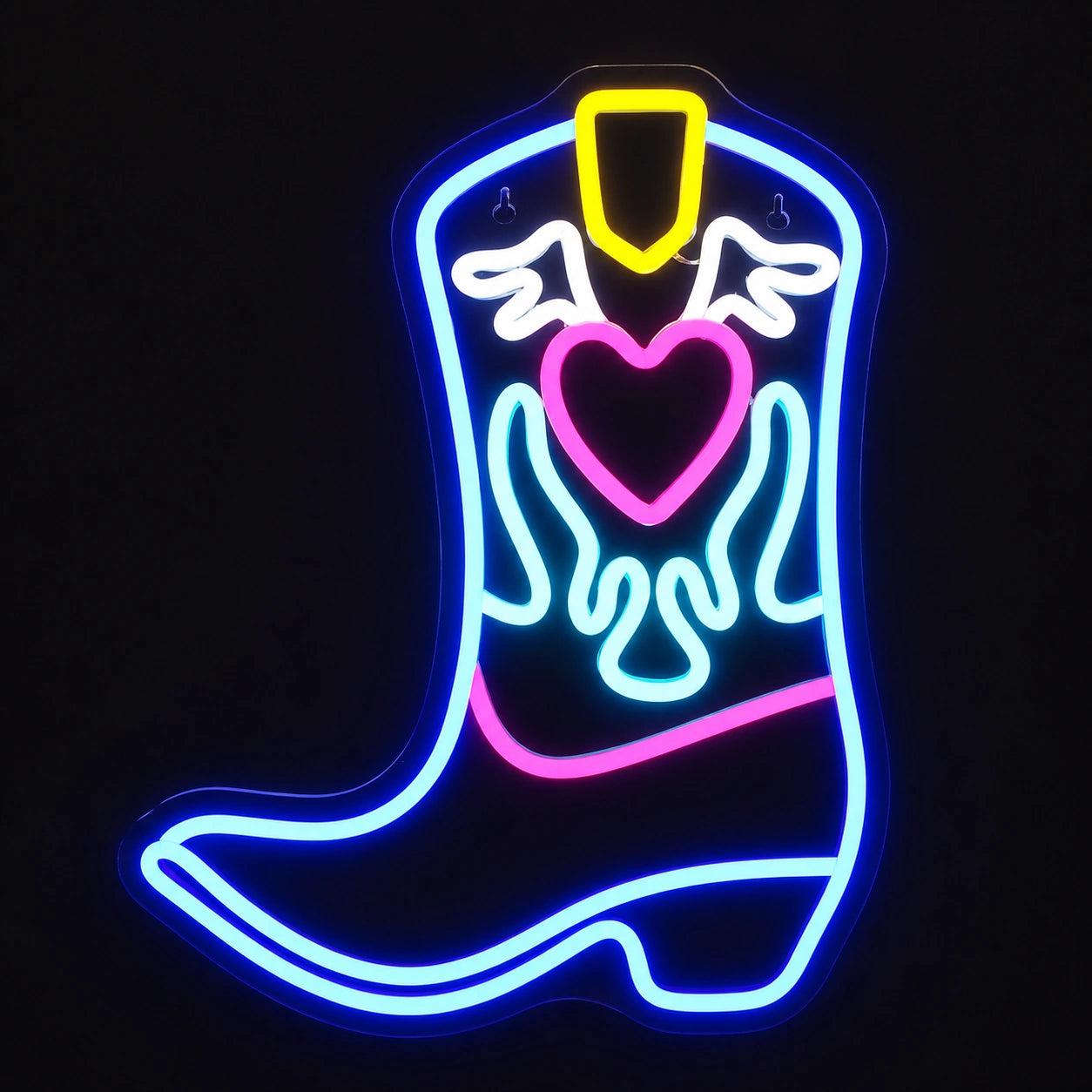 Heart Flame Cowboy Boot Vintage LED Neon Sign main product image