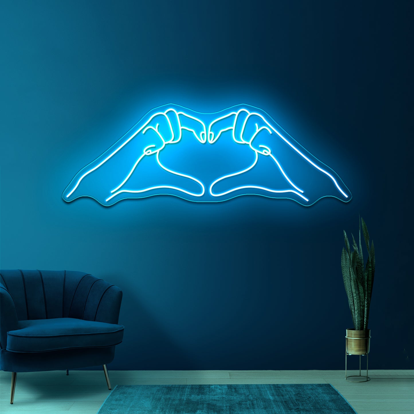 Heart Hands Line Art Wall Artwork Neon Signs