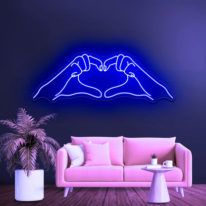 Heart Hands Line Art Wall Artwork Neon Signs