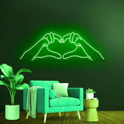 Heart Hands Line Art Wall Artwork Neon Signs