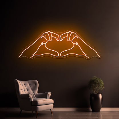 Heart Hands Line Art Wall Artwork Neon Signs