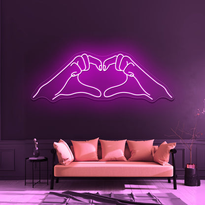 Heart Hands Line Art Wall Artwork Neon Signs