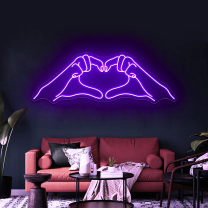 Heart Hands Line Art Wall Artwork Neon Signs