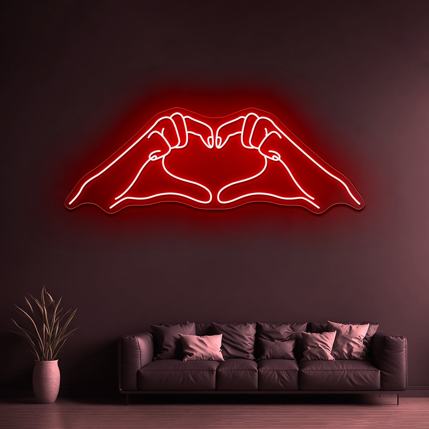 Heart Hands Line Art Wall Artwork Neon Signs