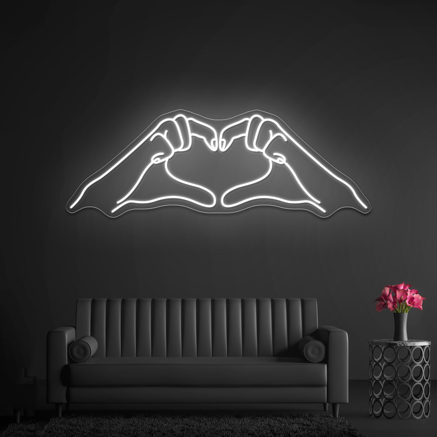 Heart Hands Line Art Wall Artwork Neon Signs