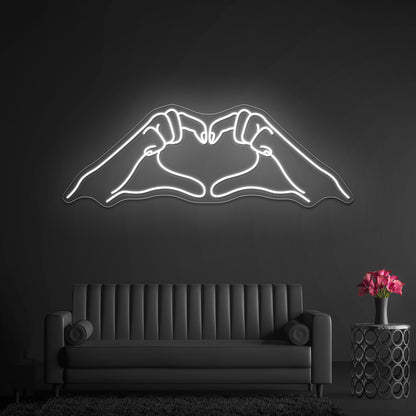 Heart Hands Line Art Wall Artwork Neon Signs