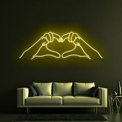 Heart Hands Line Art Wall Artwork Neon Signs