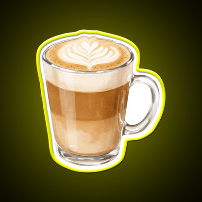 Heart Latte Watercolor Cafe Led Neon Sign Espresso Bar Art Rgb Color