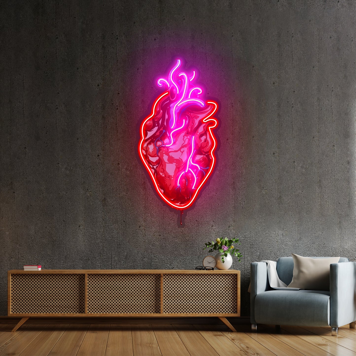 Heart Led Neon Artwork For Sale