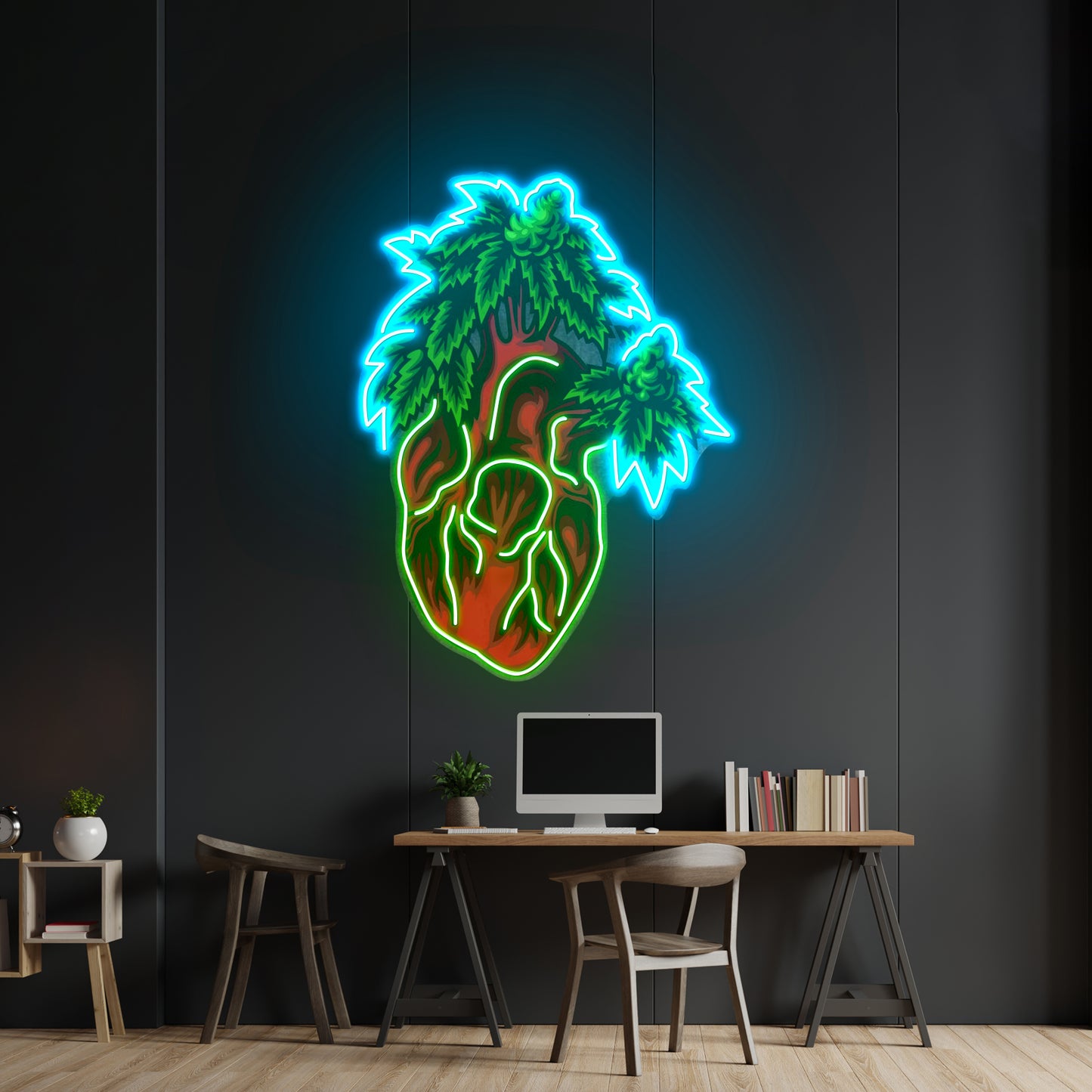 Heart Marijuana Led Neon Sign Light Custom Led Signs