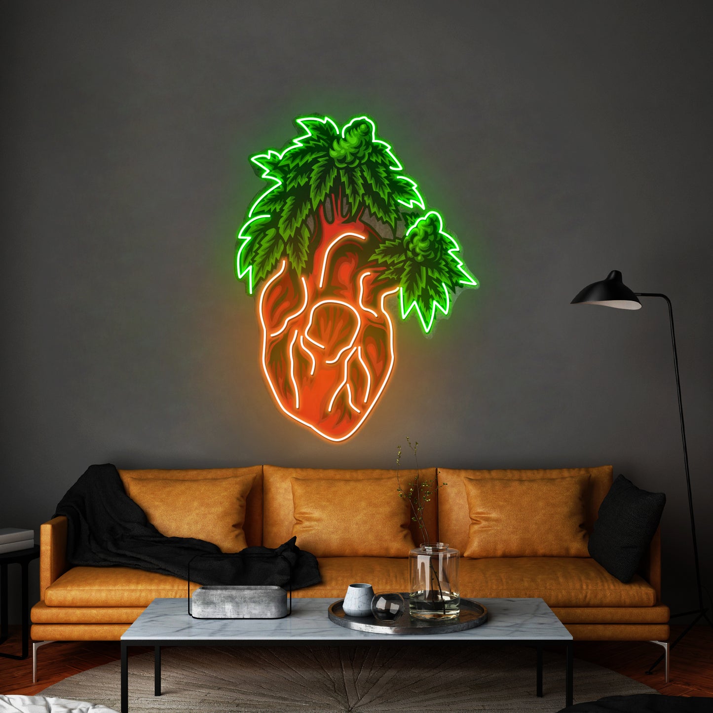 Heart Marijuana Led Neon Sign Light Custom Led Signs