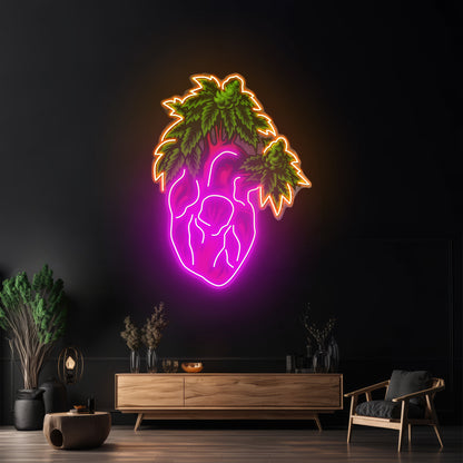 Heart Marijuana Led Neon Sign Light Custom Led Signs