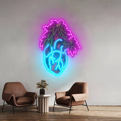 Heart Marijuana Led Neon Sign Light Custom Led Signs