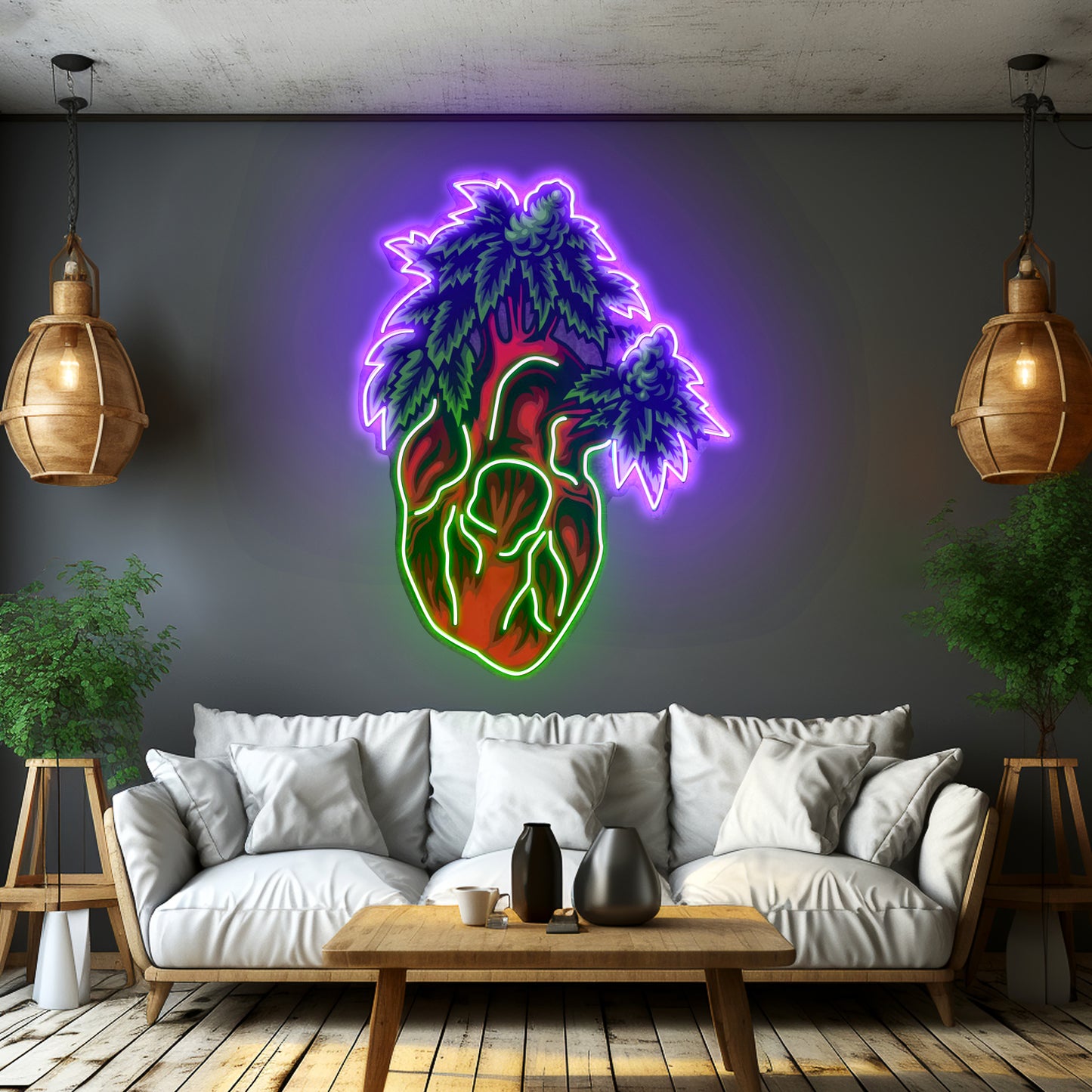 Heart Marijuana Led Neon Sign Light Custom Led Signs