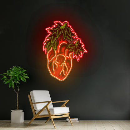 Heart Marijuana Led Neon Sign Light Custom Led Signs