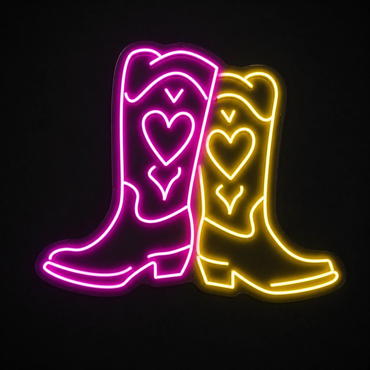 Heart Pattern Pair Cowboy Boots Vintage LED Neon Sign - Shineneon