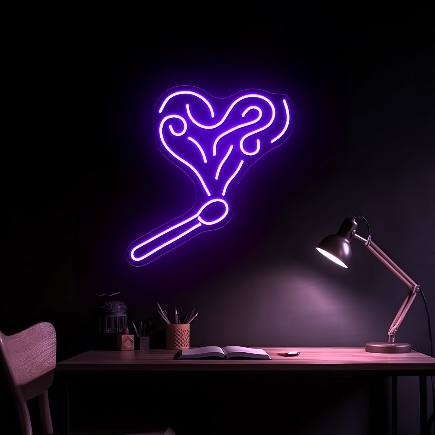 Heart-Shaped Cigarettes Neon Sign Wall Art Led Signs