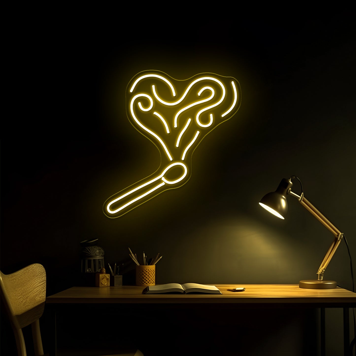 Heart-Shaped Cigarettes Neon Sign Wall Art Led Signs