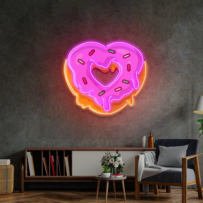Heart Shaped Donut Pink Orange Uv Printed Led Neon Sign For Home Cafe Decor | Shineneon