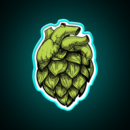 Heart Shaped Hops Green Beer Bar Decor Led Neon Sign Rgb Color - Size and dimension reference