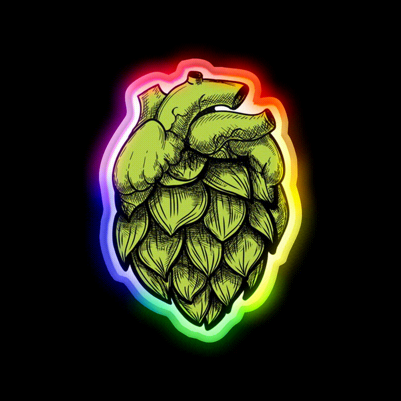 Heart Shaped Hops Green Beer Bar Decor Led Neon Sign Rgb Color - LED neon sign close-up detail